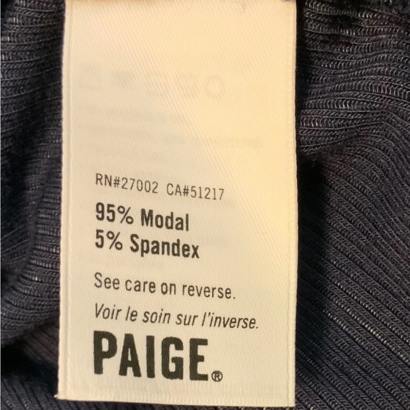 PAIGE Women Kenzie Top Bell Sleeve Turtleneck Size XS Navy Blue Modal - Picture 5 of 6